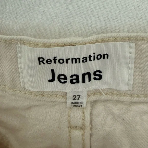 Reformation Cary High Rise Slouchy Wide Leg Jeans in Fior Di Latte (US 4/27) - Picture 5 of 6